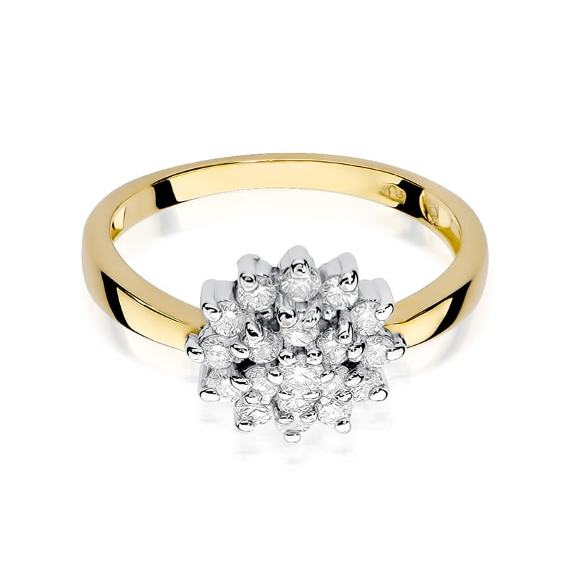 Prsteň W004 s diamantmi, žlté zlato Au 585/1000 - 1