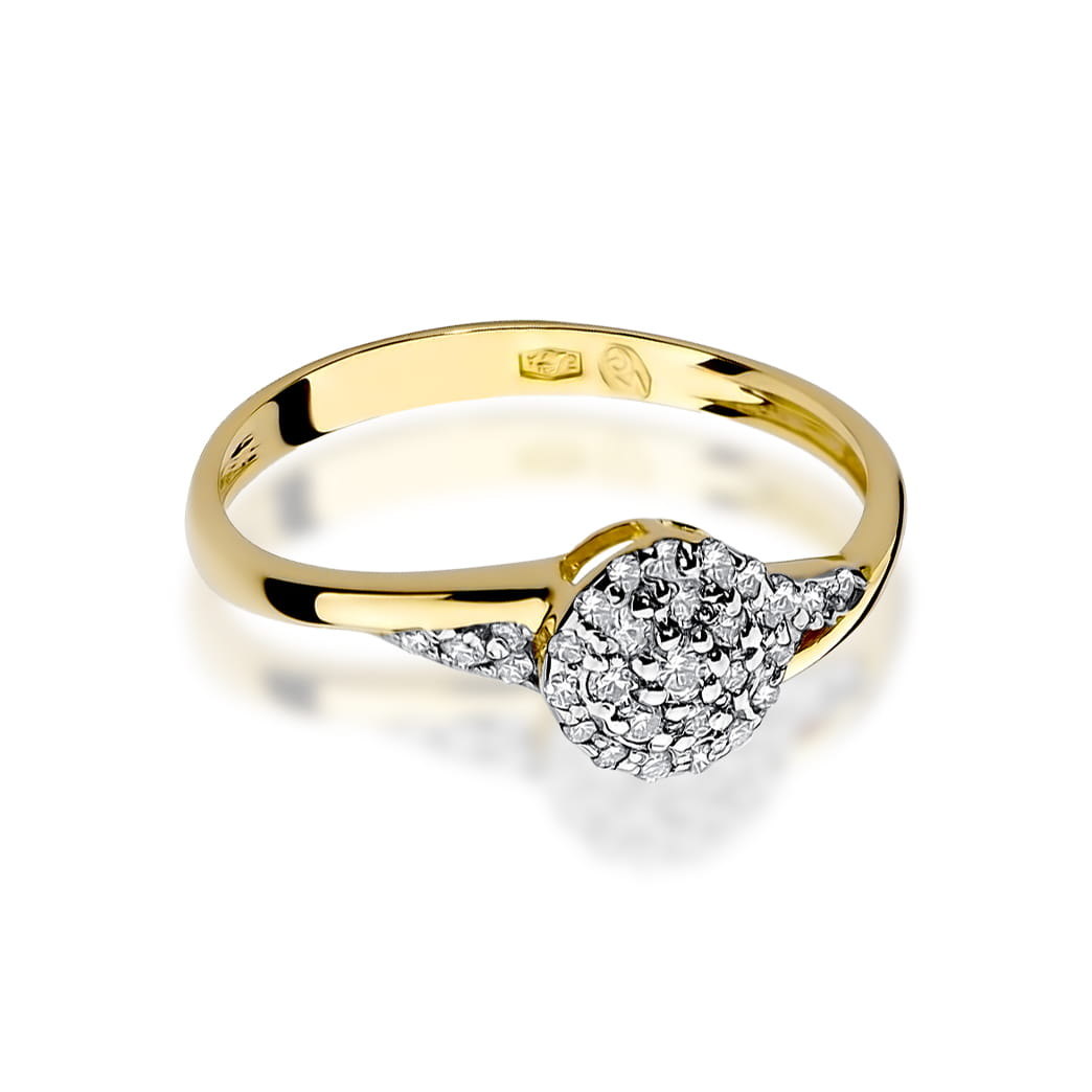 Prsteň W018 s diamantmi, žlté zlato Au 585/1000 - 1