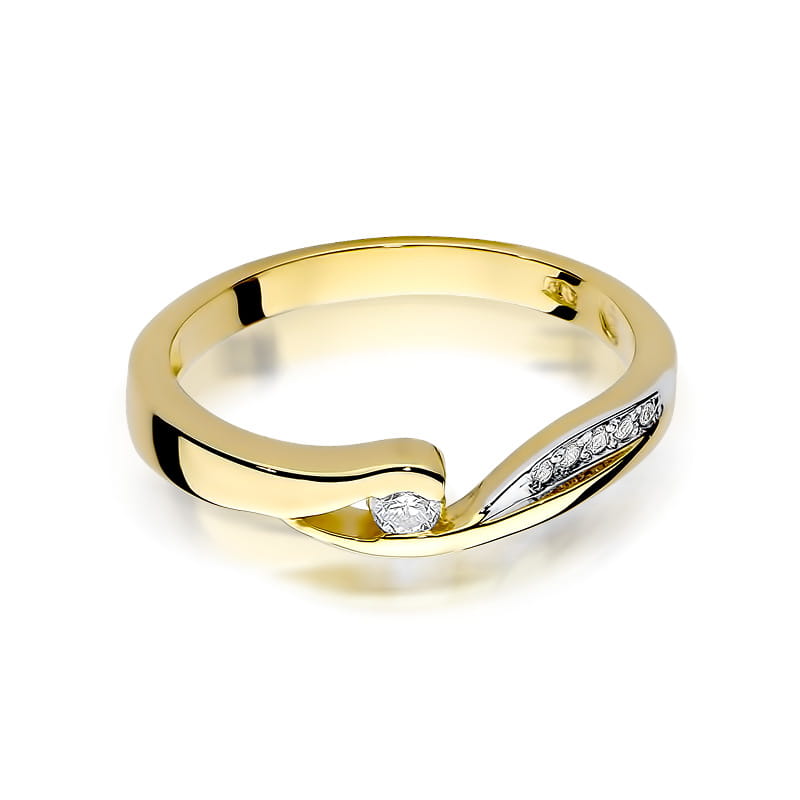 Prsteň W082 Diamant 0,05ct žlté zlato Au 585/1000 - 1