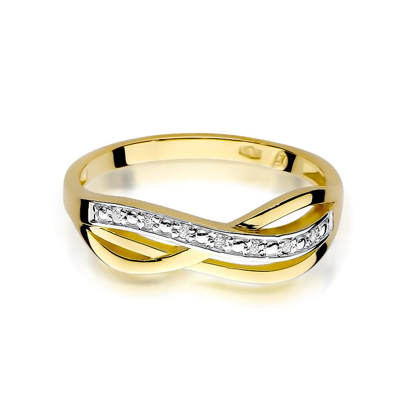 Prsteň W090 s diamantmi, žlté zlato Au 585/1000 - 1