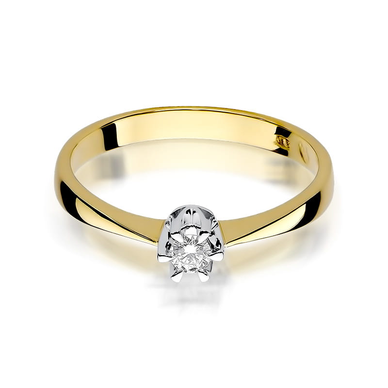 W111 Diamantový prsteň 0,08ct žlté zlato Au 585/1000 - 1