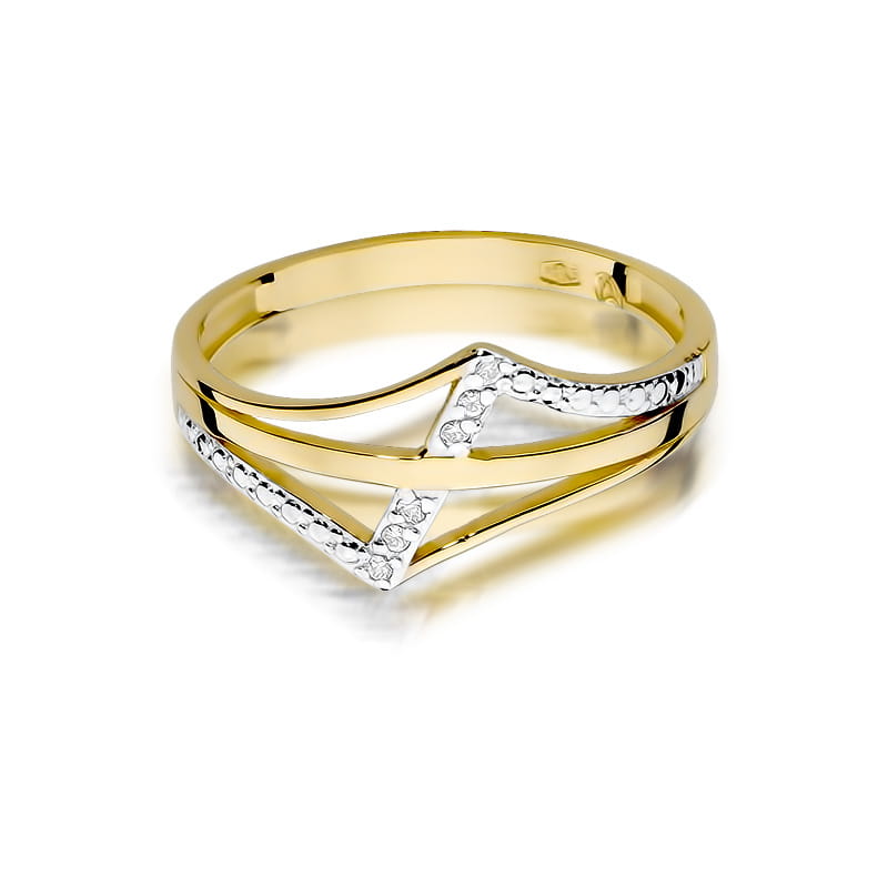 Prsteň W114 s diamantmi, žlté zlato Au 585/1000 - 1