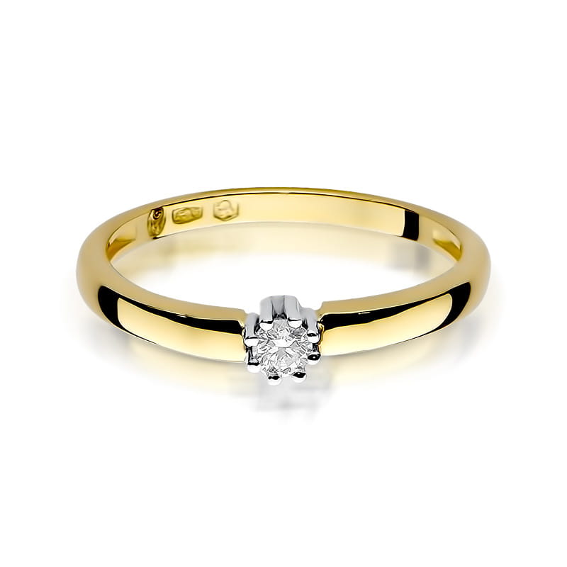 W128 Diamantový prsteň 0,10ct žlté zlato Au 585/1000 - 1