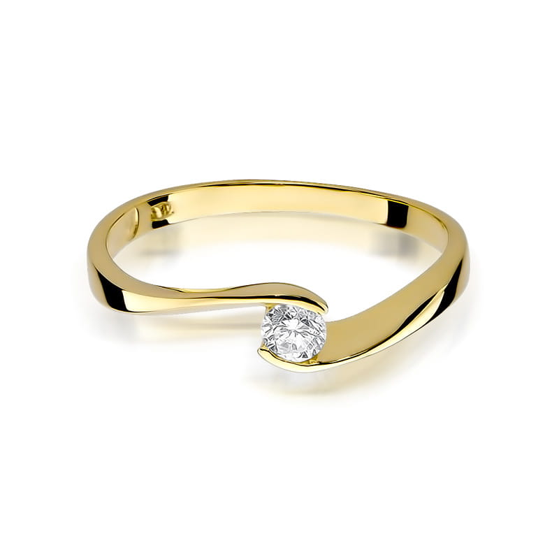 W160 Diamantový prsteň 0,13ct žlté zlato Au 585/1000 - 1