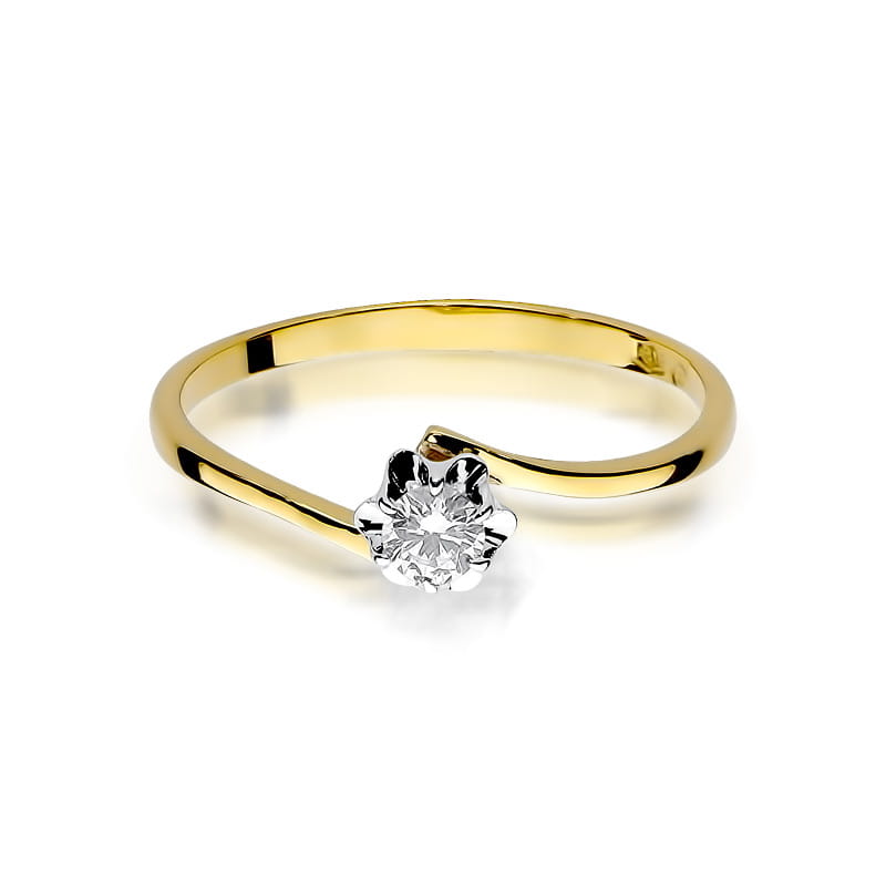 W232 Diamantový prsteň 0,10ct žlté zlato Au 585/1000 - 1