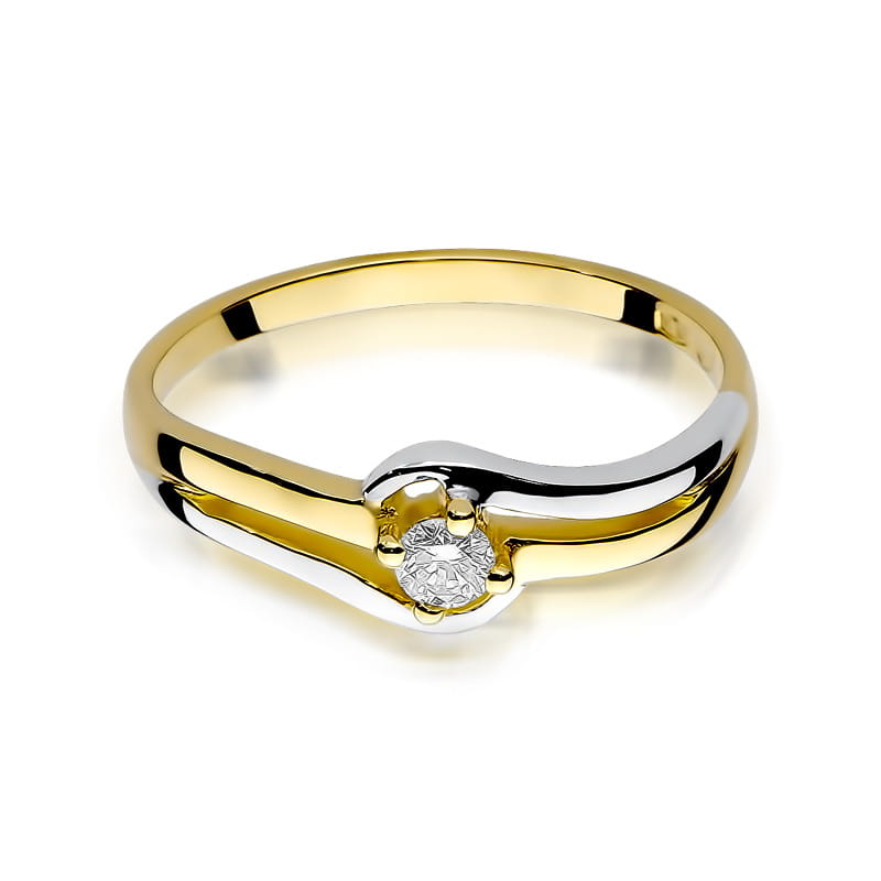 W255 Diamantový prsteň 0,10ct žlté zlato Au 585/1000 - 1