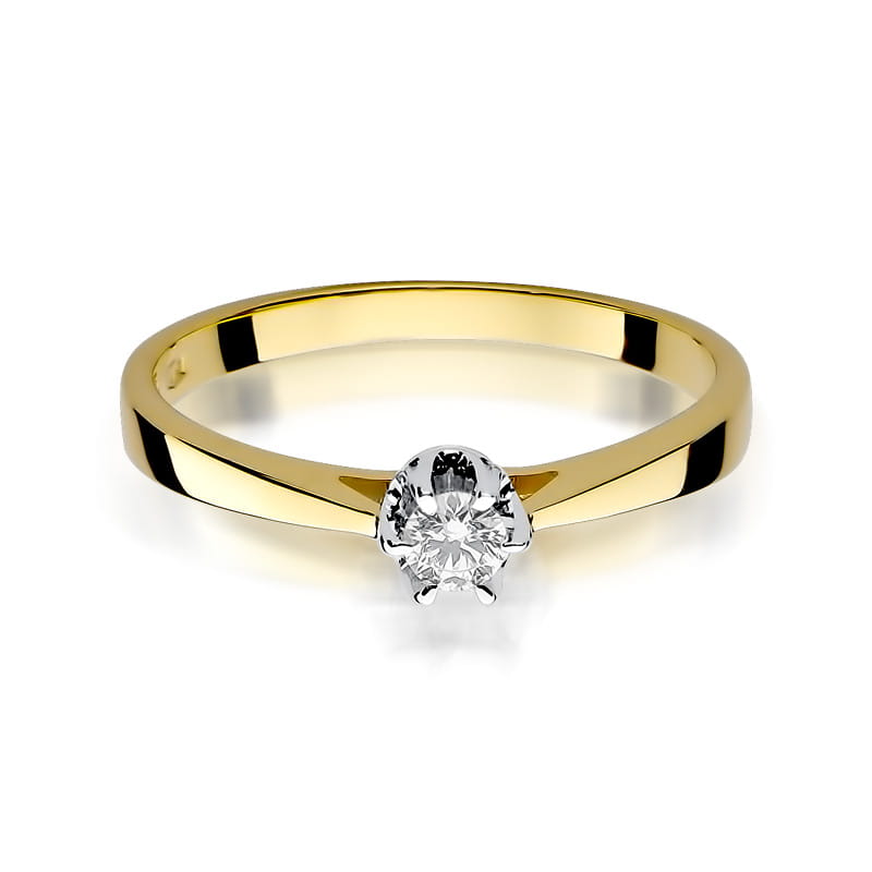 W295 Diamantový prsteň 0,15ct žlté zlato Au 585/1000 - 1
