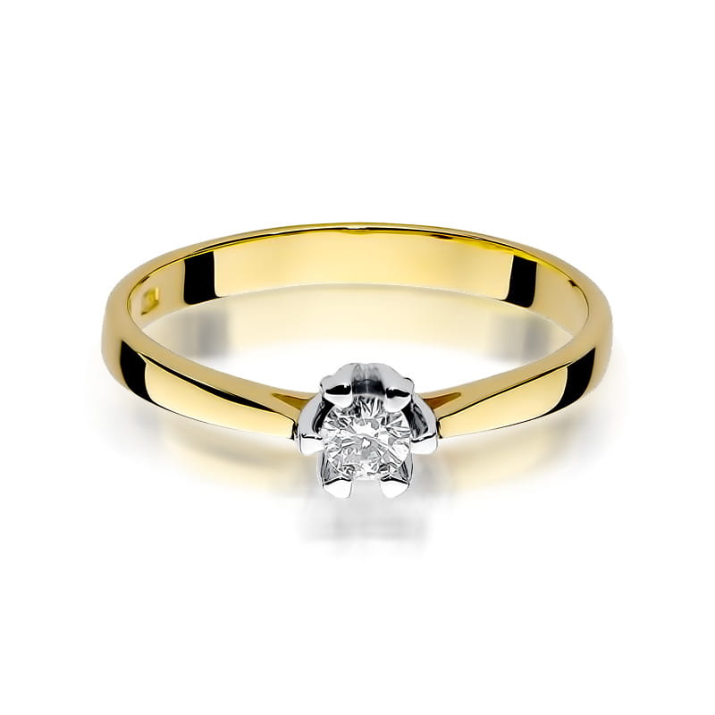 W299 Diamantový prsteň 0,12ct žlté zlato Au 585/1000 - 1