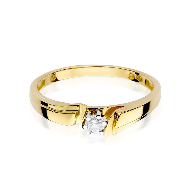 W300 Diamantový prsteň 0,10ct žlté zlato Au 585/1000 - 1