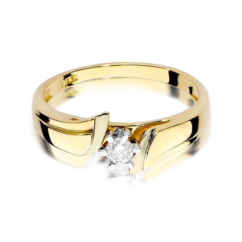 W300 Diamantový prsteň 0,12ct žlté zlato Au 585/1000 - 1