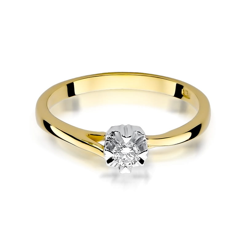 W318 Diamantový prsteň 0,10ct žlté zlato Au 585/1000 - 1