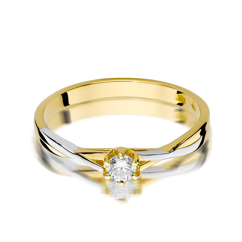 W340 Diamantový prsteň 0,12ct žlté zlato Au 585/1000 - 1