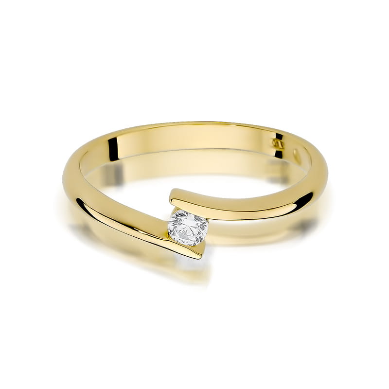 W371 Diamantový prsteň 0,09ct žlté zlato Au 585/1000 - 1