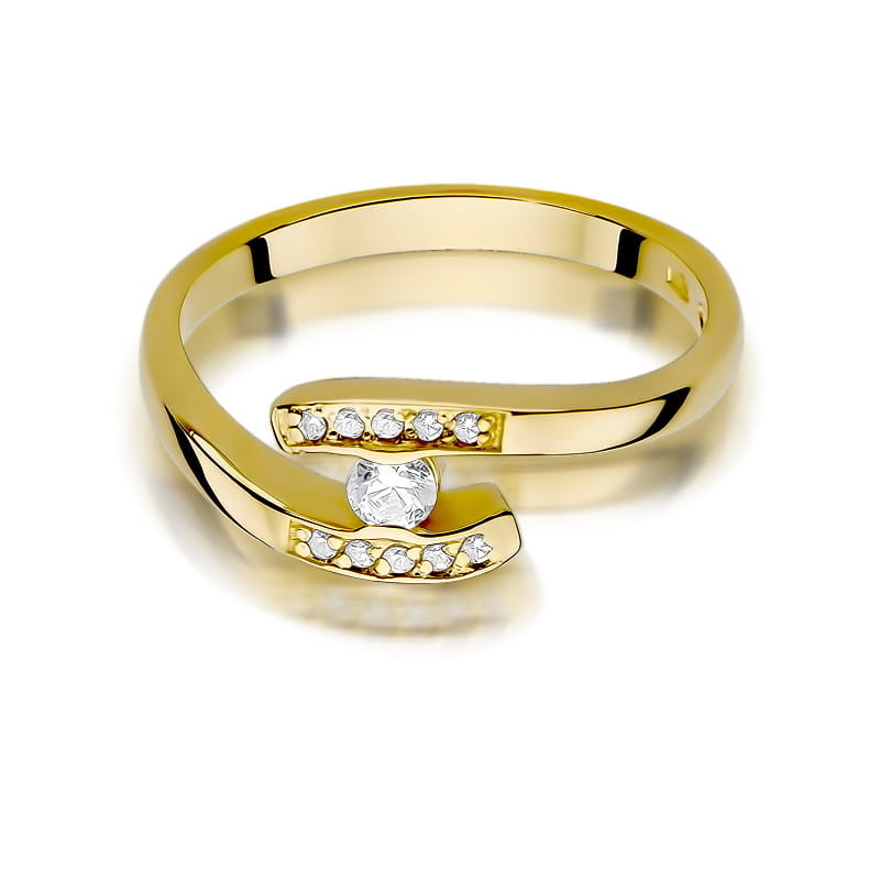 W372 Diamantový prsteň 0,10ct žlté zlato Au 585/1000 - 1