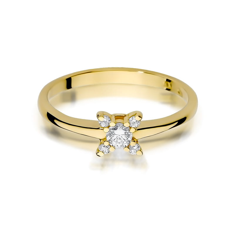 W376 Diamantový prsteň 0,13ct žlté zlato Au 585/1000 - 1