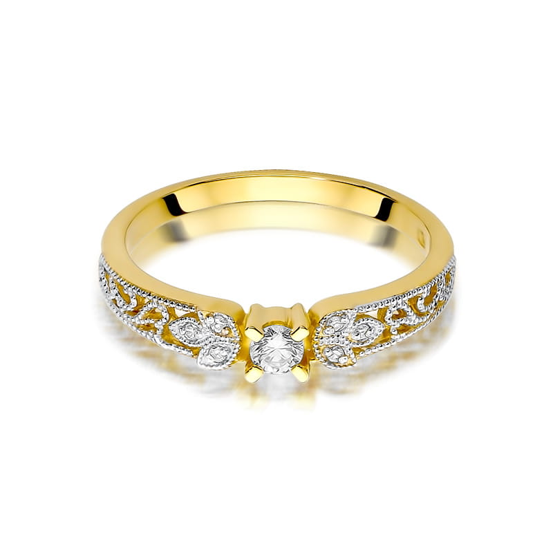 W411 Diamantový prsteň 0,10ct žlté zlato Au 585/1000 - 1