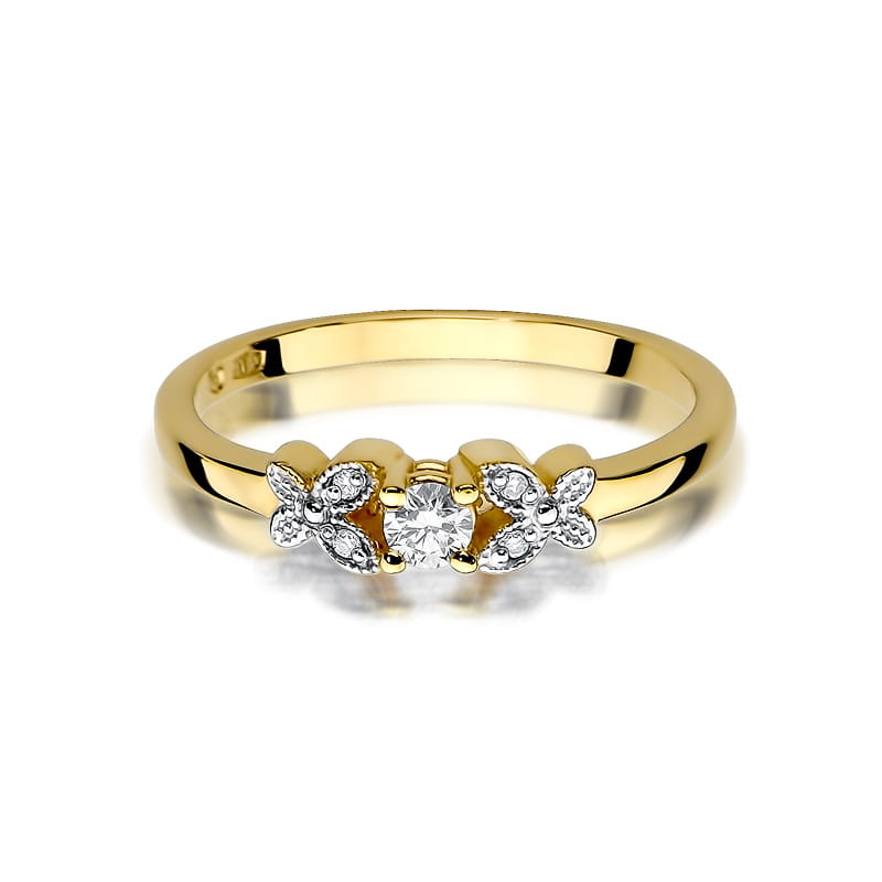 W414 Diamantový prsteň 0,10ct žlté zlato Au 585/1000 - 1