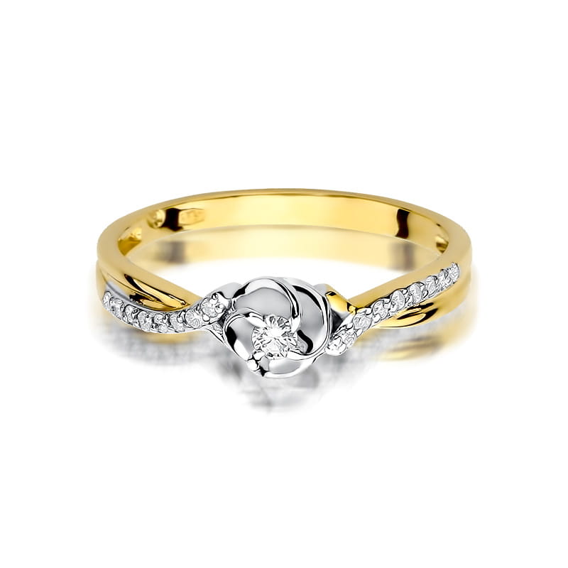 W420 Diamantový prsteň 0,04ct žlté zlato Au 585/1000 - 1