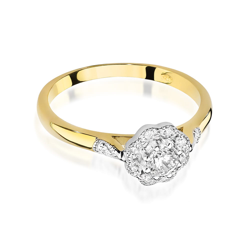 W434 Diamantový prsteň 0,23ct žlté zlato Au 585/1000 - 1