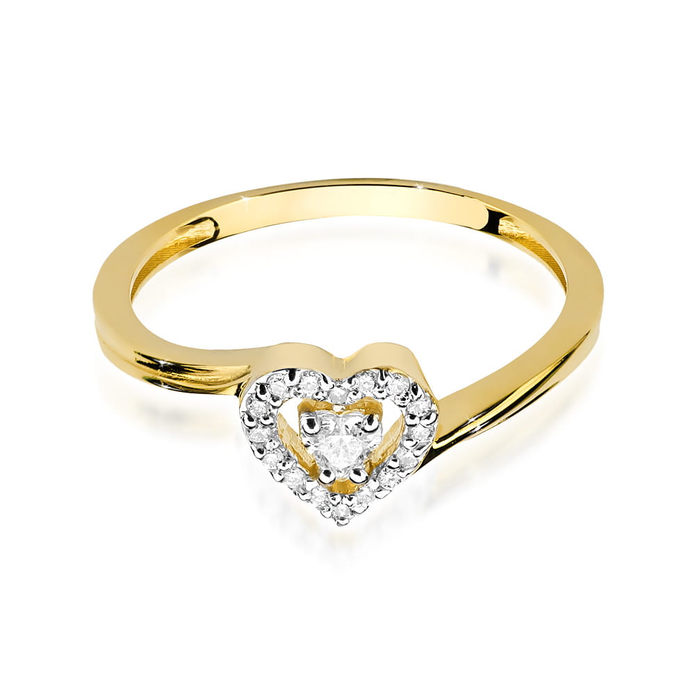 W444 Diamantový prsteň 0,10ct žlté zlato Au 585/1000 - 1