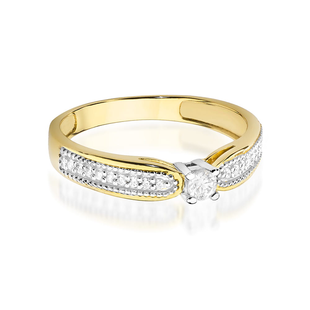 W449 Diamantový prsteň 0,08ct žlté zlato Au 585/1000 - 1