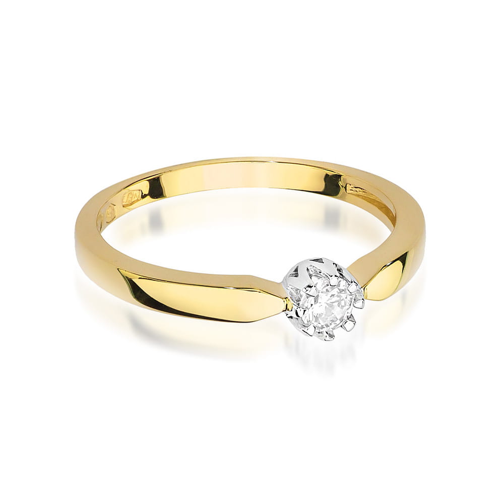 W450B Diamantový prsteň 0,15ct žlté zlato Au 585/1000 - 1