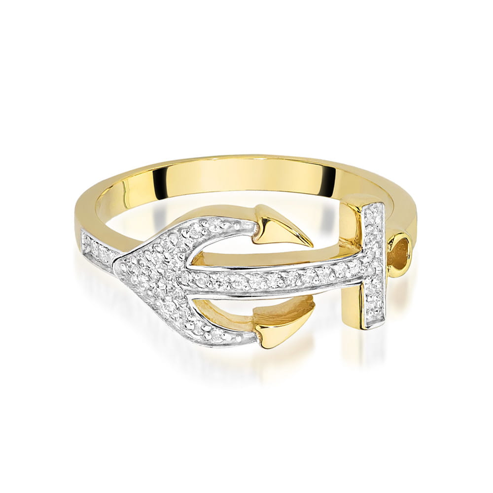 Prsteň W454 s diamantmi, žlté zlato Au 585/1000 - 1