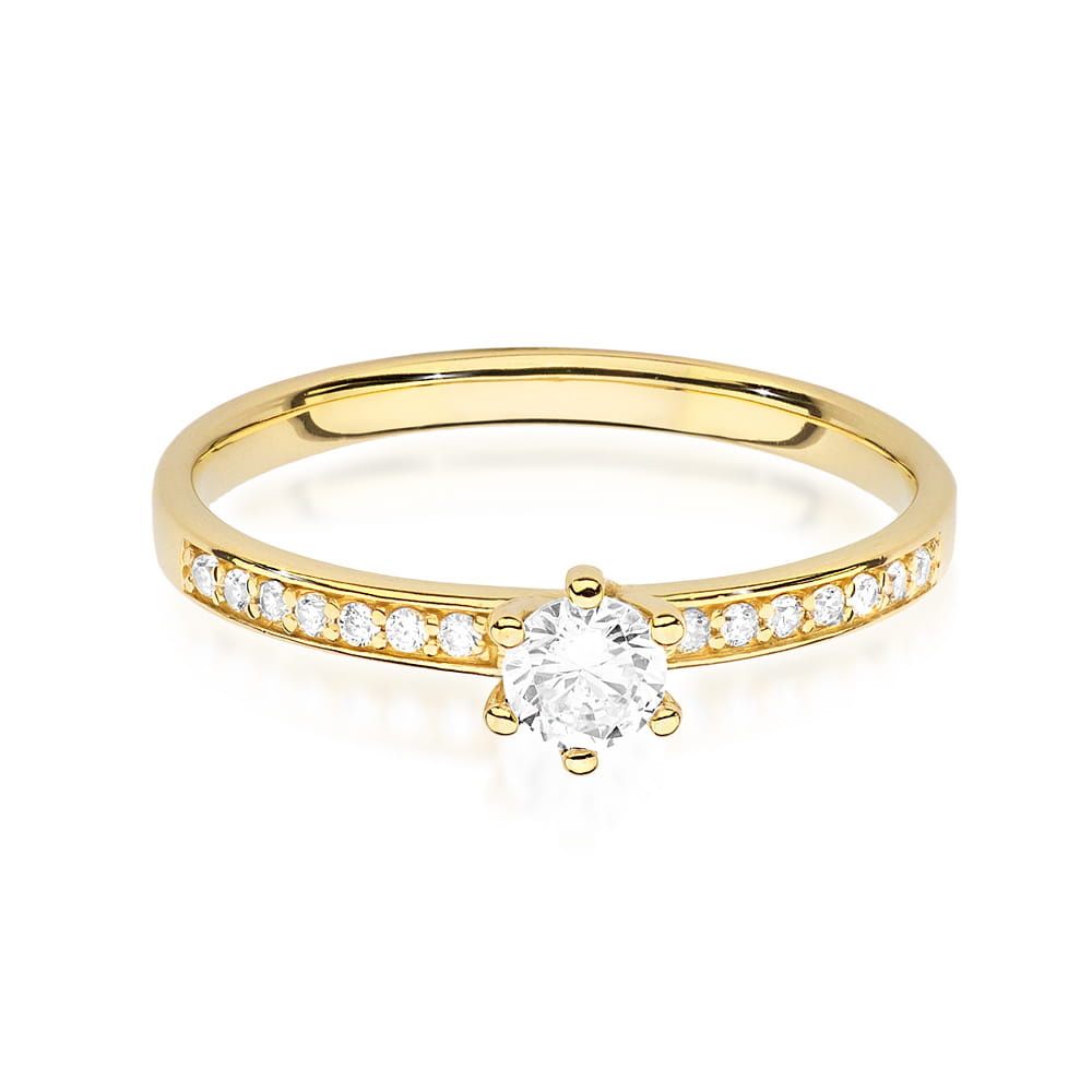W459 Diamantový prsteň 0,10ct žlté zlato Au 585/1000 - 1