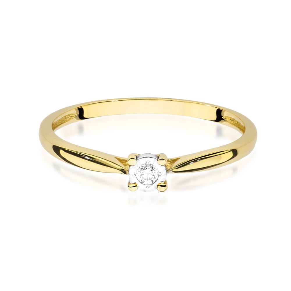 W461 Diamantový prsteň 0,03ct žlté zlato Au 585/1000 - 1