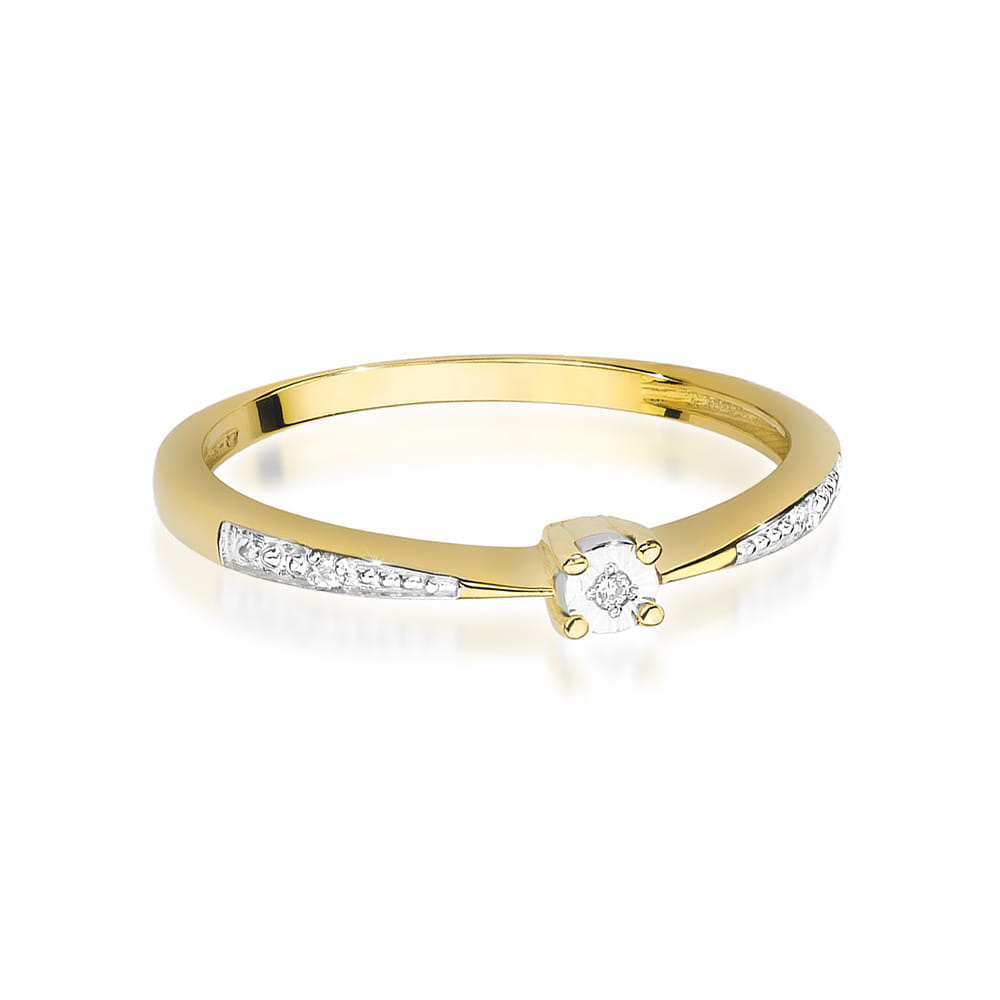 W465 Diamantový prsteň 0.01ct žlté zlato Au 585/1000 - 1