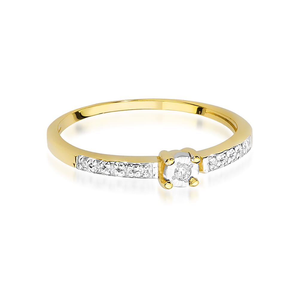 W467 Diamantový prsteň 0,02ct žlté zlato Au 585/1000 - 1