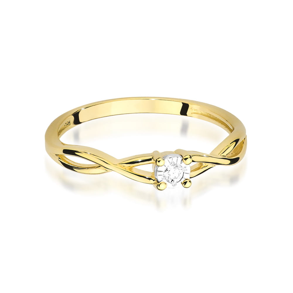 W470 Diamantový prsteň 0,03ct žlté zlato Au 585/1000 - 1