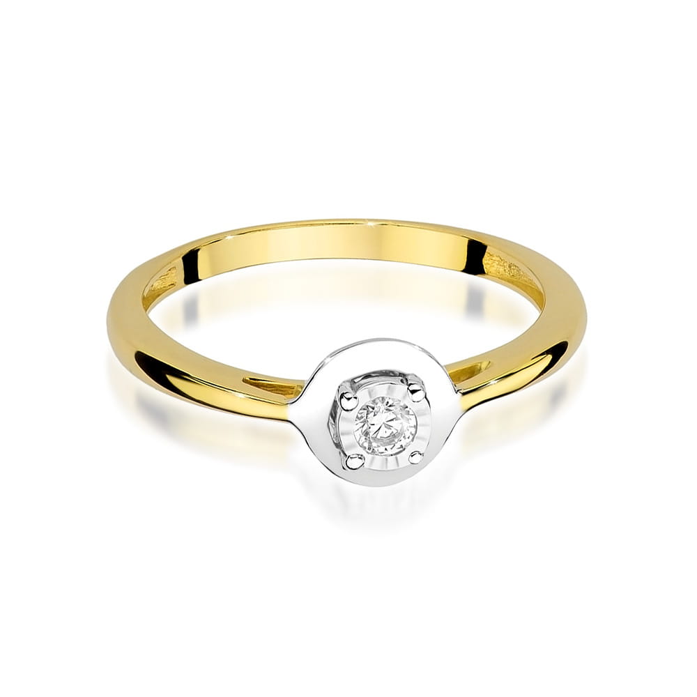 W472 Diamantový prsteň 0,08ct žlté zlato Au 585/1000 - 1