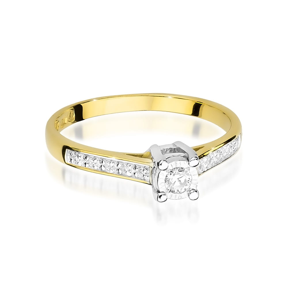 W474 Diamantový prsteň 0,08ct žlté zlato Au 585/1000 - 1