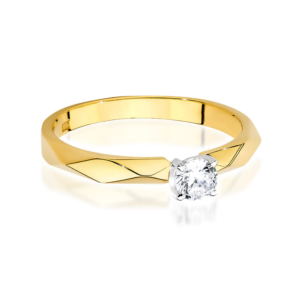 W484 Diamantový prsteň 0,15ct žlté zlato Au 585/1000 - 1