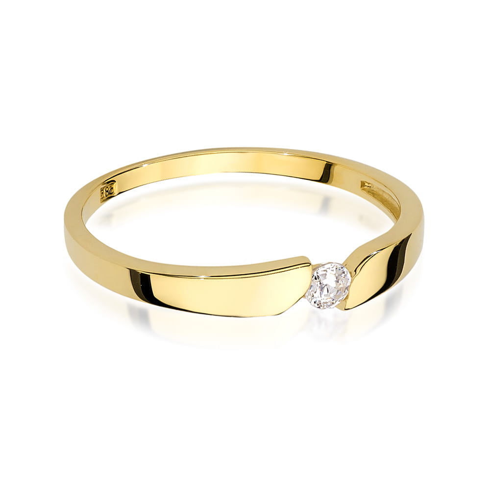 W554 Diamantový prsteň 0,08ct žlté zlato Au 585/1000 - 1