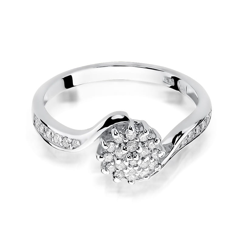 Prsteň W011 s diamantmi, biele zlato Au 585/1000 - 1