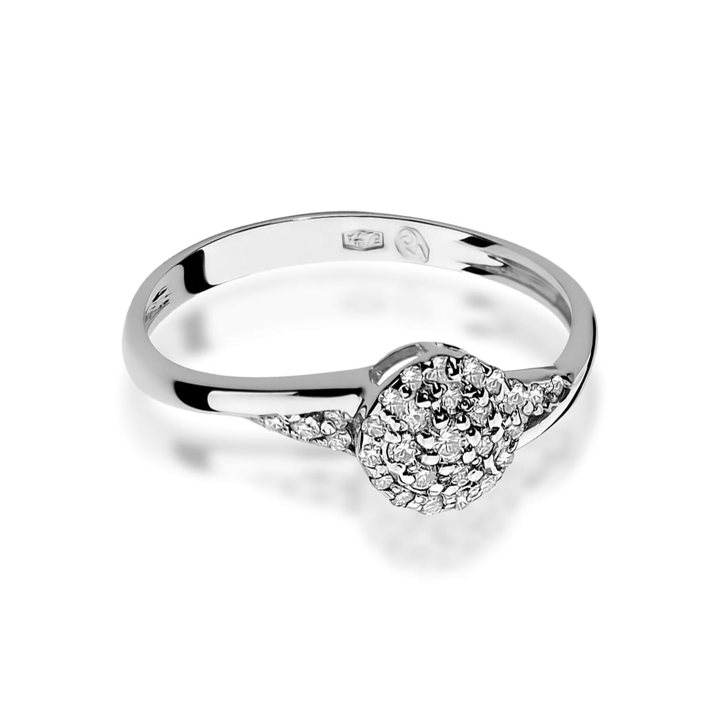 Prsteň W018 s diamantmi, biele zlato Au 585/1000 - 1