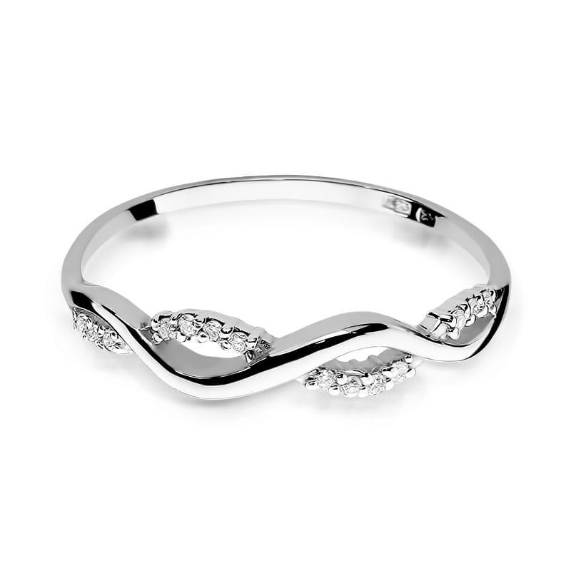 Prsteň W096 s diamantmi, biele zlato Au 585/1000 - 1