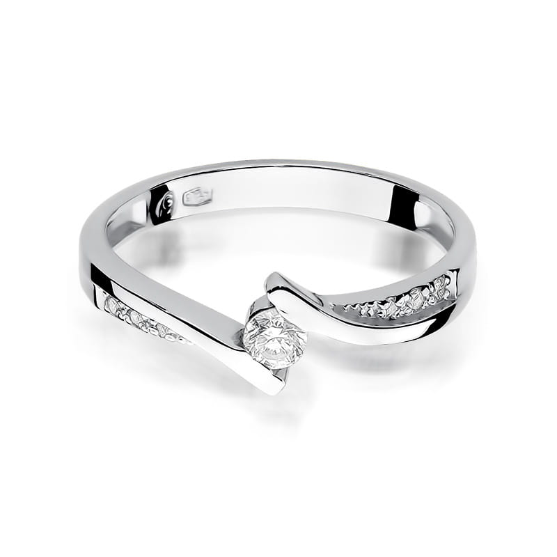 W177 Diamantový prsteň 0,13ct biele zlato Au 585/1000 - 1