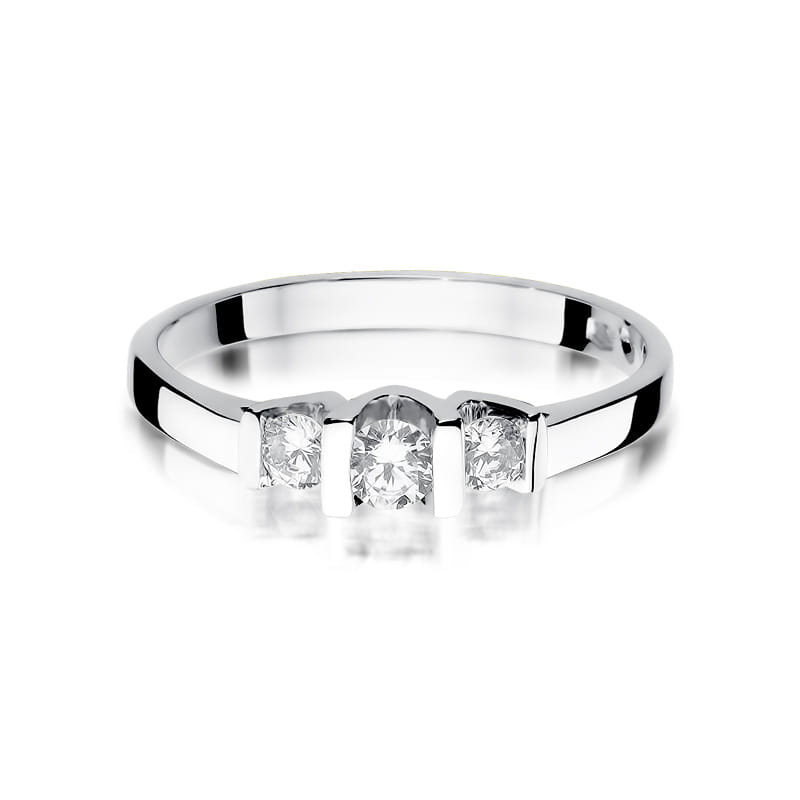 Prsteň W338 s diamantmi, biele zlato Au 585/1000 - 1