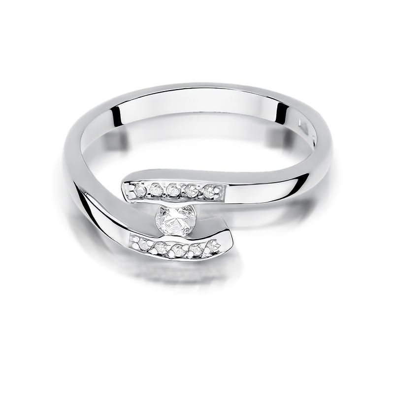 W372 Diamantový prsteň 0,10ct biele zlato Au 585/1000 - 1