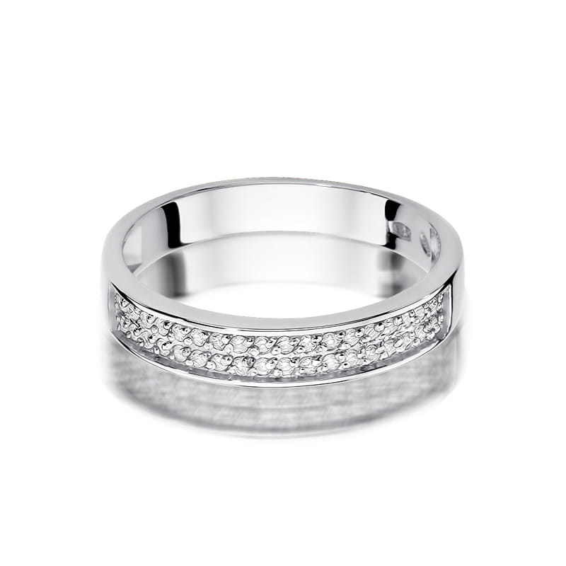 Prsteň W410 s diamantmi, biele zlato Au 585/1000 - 1