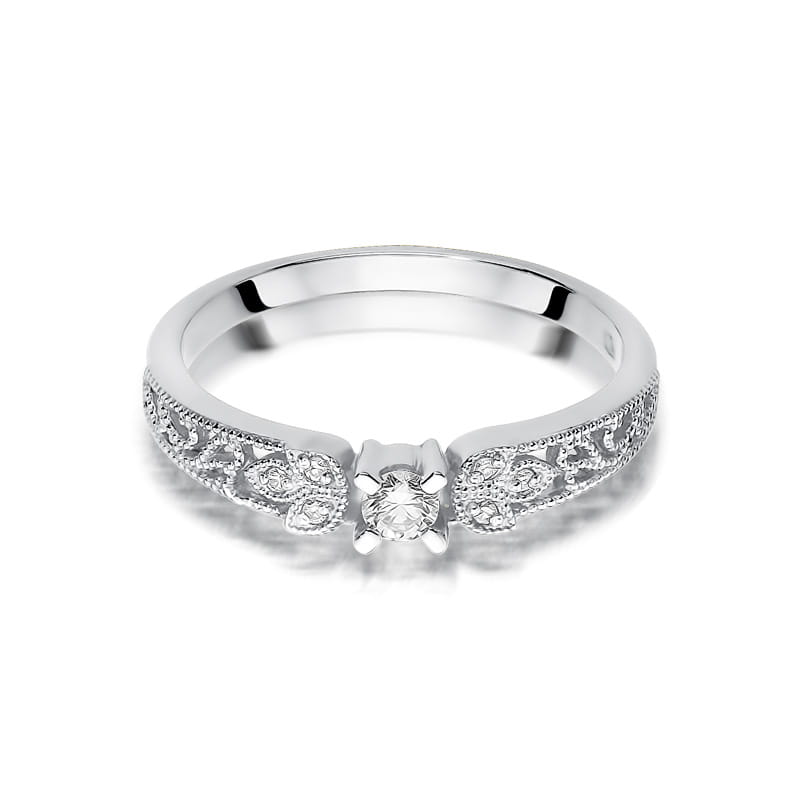 W411 Diamantový prsteň 0,10ct biele zlato Au 585/1000 - 1
