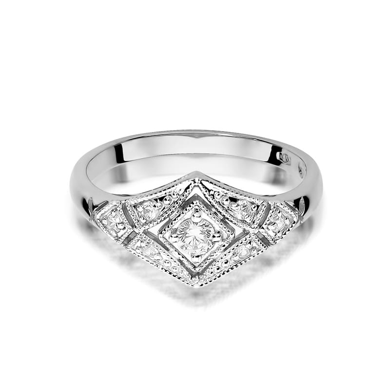 W412 Diamantový prsteň 0,10ct biele zlato Au 585/1000 - 1