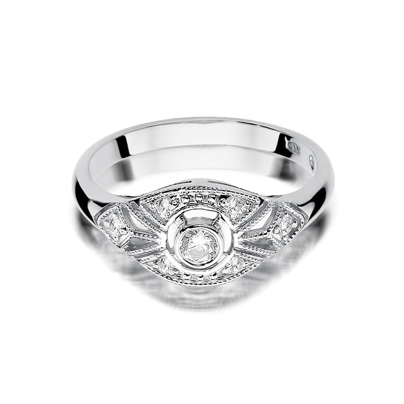 W413 Diamantový prsteň 0,10ct biele zlato Au 585/1000 - 1