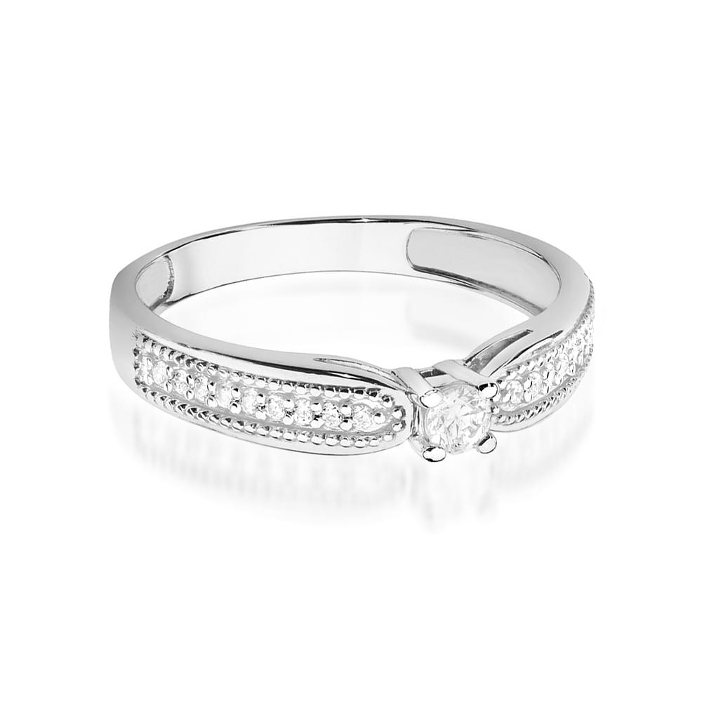 W449 Diamantový prsteň 0,08ct biele zlato Au 585/1000 - 1