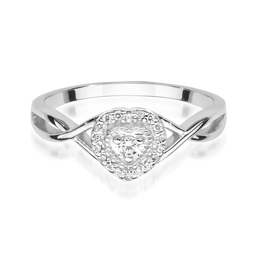 W458 Diamantový prsteň 0,04ct biele zlato Au 585/1000 - 1