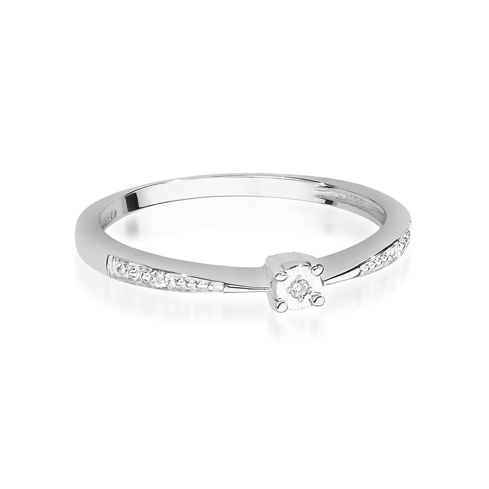W465 Diamantový prsteň 0.01ct biele zlato Au 585/1000 - 1