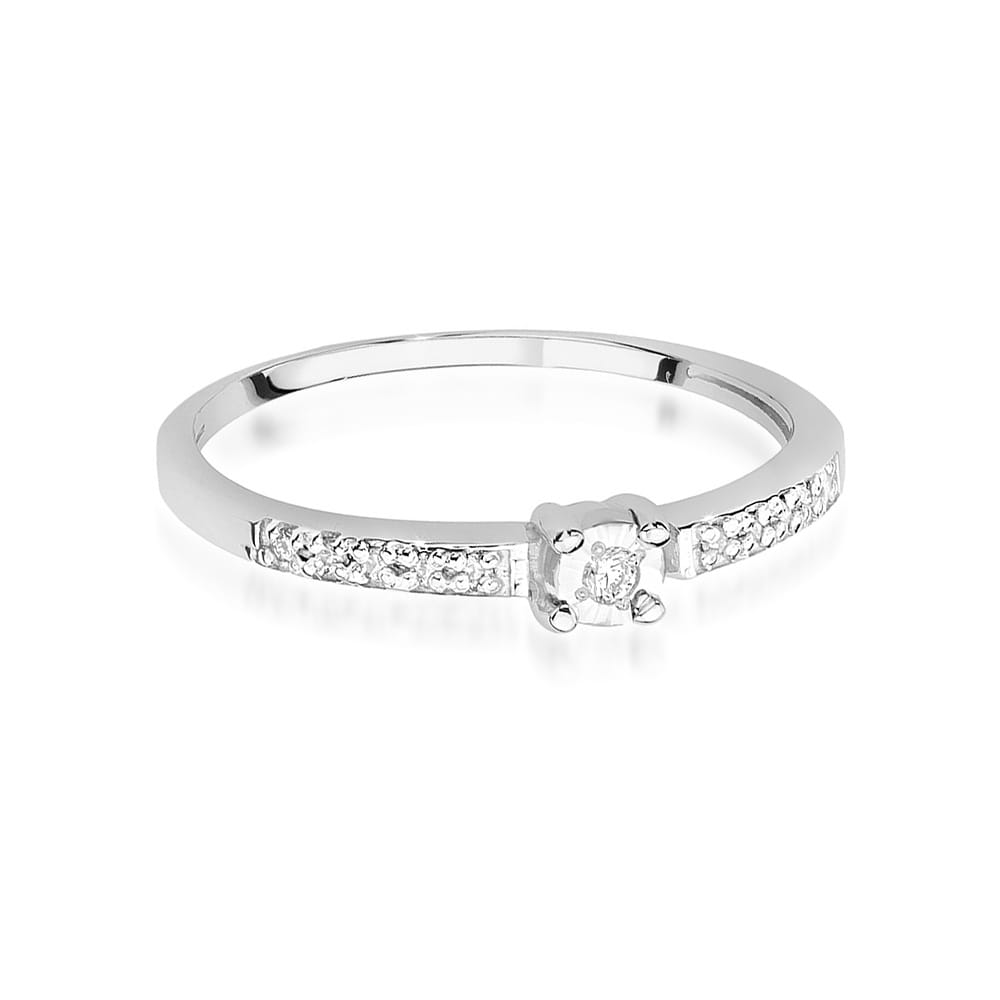 W467 Diamantový prsteň 0.02ct biele zlato Au 585/1000 - 1